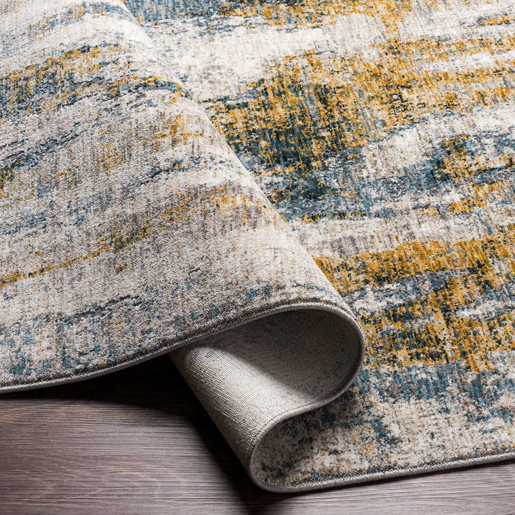 Uttermost Ladoga Beige, Cream, Gray and Denim Blue Modern Abstract Rug ~ 5' x 7'5"