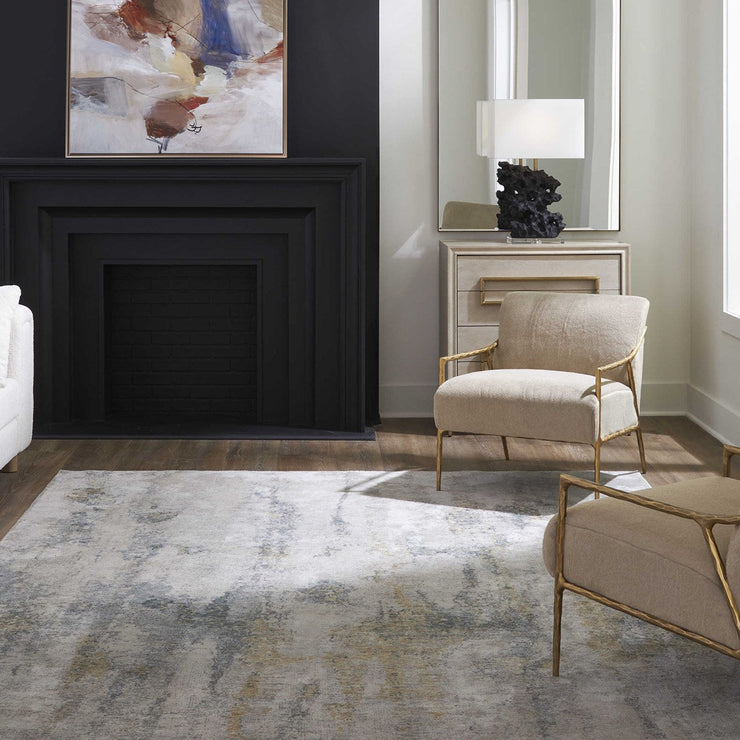 Uttermost Ladoga Beige, Cream, Gray and Denim Blue Modern Abstract Rug ~ 5' x 7'5"