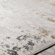 Uttermost Ulen White, Charcoal, Saffron and Light Gray Abstract Rug ~  7'6" x 11'2"