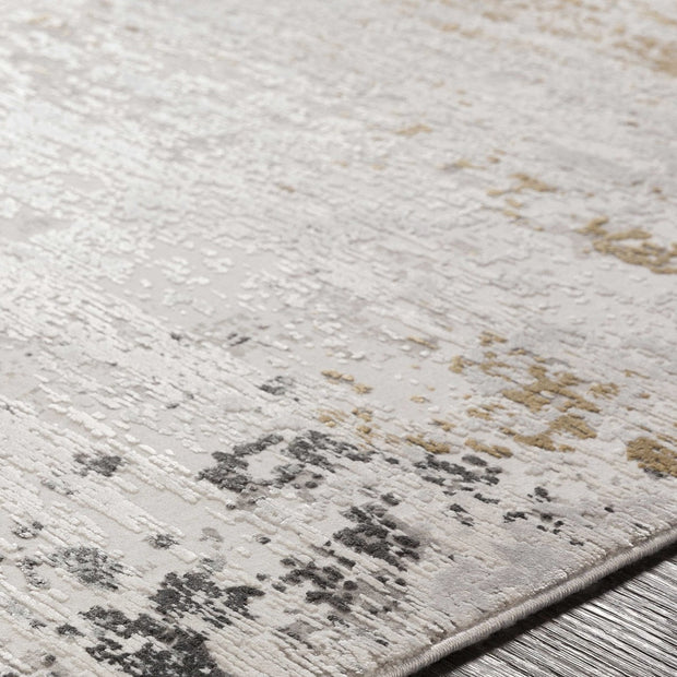 Uttermost Ulen White, Charcoal, Saffron and Light Gray Abstract Rug ~ 10' x 14'