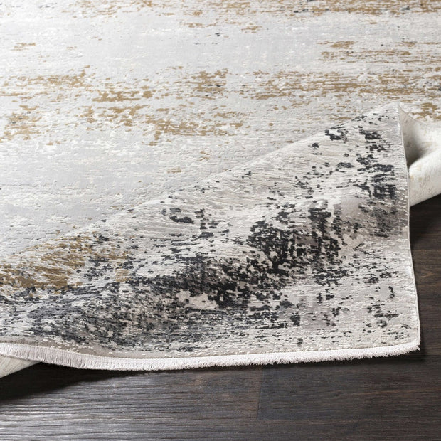 Uttermost Ulen White, Charcoal, Saffron and Light Gray Abstract Rug ~  5' x 7'6"