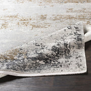 Uttermost Ulen White, Charcoal, Saffron and Light Gray Abstract Rug ~  7'6" x 11'2"