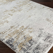 Uttermost Ulen White, Charcoal, Saffron and Light Gray Abstract Rug ~  7'6" x 11'2"