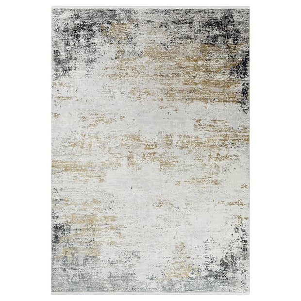 Uttermost Ulen White, Charcoal, Saffron and Light Gray Abstract Rug ~ 10' x 14'