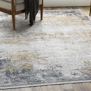 Uttermost Ulen White, Charcoal, Saffron and Light Gray Abstract Rug ~  7'6" x 11'2"