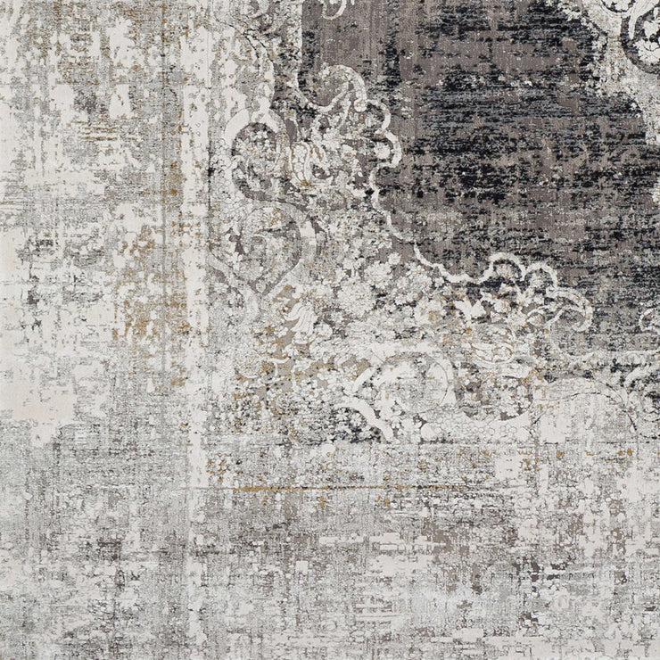 Uttermost Poneto White, Gray, Charcoal and Saffron Rug ~ 9'6" x 13'