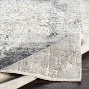 Uttermost Poneto White, Gray, Charcoal and Saffron Rug ~ 5' x 7'6"