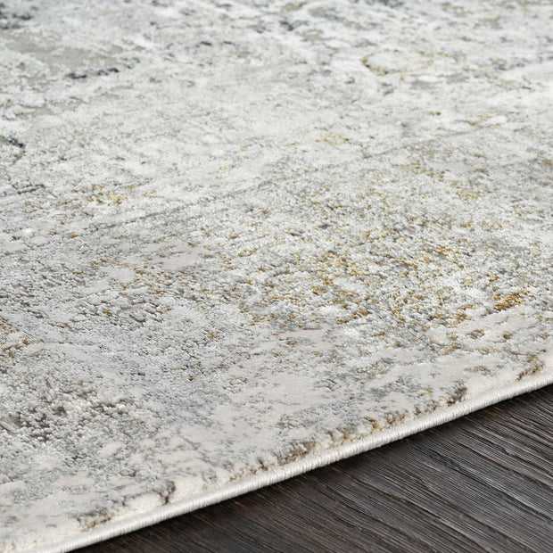 Uttermost Poneto White, Gray, Charcoal and Saffron Rug ~ 7'6" x 11'2"