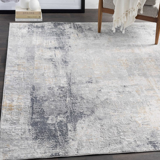 Uttermost Paoli Light Gray, Off White and Charcoal Modern Abstract Rug ~ 7'10" x 10'3"