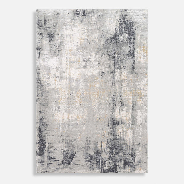 Uttermost Paoli Light Gray, Off White and Charcoal Modern Abstract Rug ~ 5'3" x 7'3"