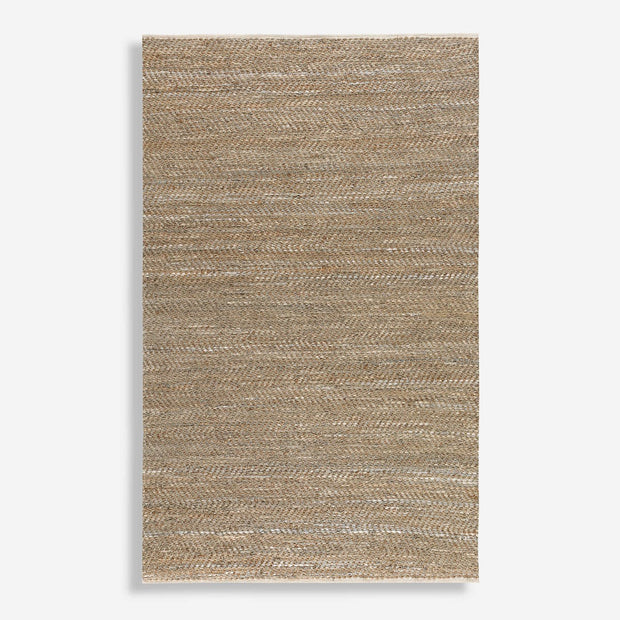 Uttermost Tobais Hand Woven Beige and Gray Leather With Natural Hemp Rug ~ 5' x 8'