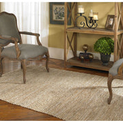 Uttermost Tobais Hand Woven Beige and Gray Leather With Natural Hemp Rug ~ 8' x 10'