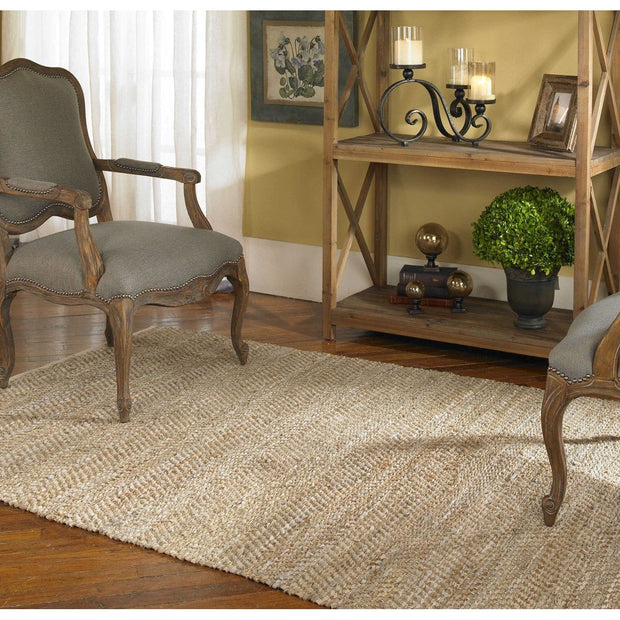 Uttermost Tobais Hand Woven Beige and Gray Leather With Natural Hemp Rug ~ 8' x 10'
