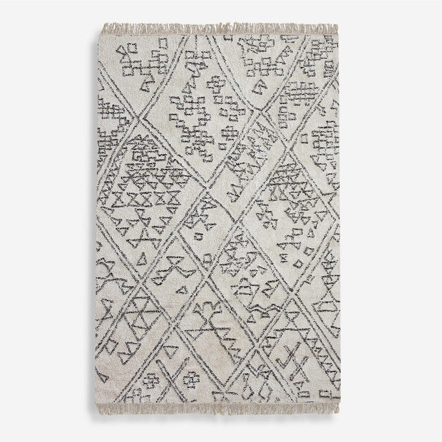 Uttermost Campo Table Tufted Ivory Distressed Tribal Pattern Rug ~ 5' x 8'