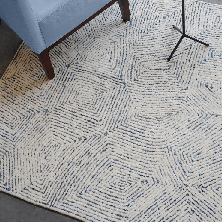 Uttermost Maze Hand Tufted Ivory Wool and Denim Rug ~ 9' x 12'