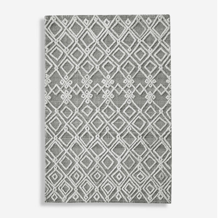 Uttermost Sieano Woven Ivory and Gray Wool Raised Tufted Rug ~ 8' x 10'