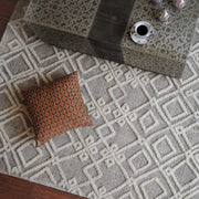 Uttermost Sieano Woven Ivory and Gray Wool Raised Tufted Rug ~ 8' x 10'