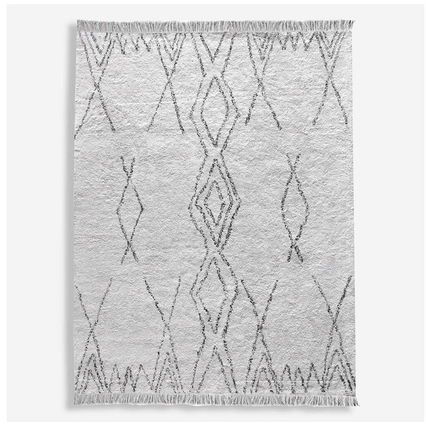 Uttermost Mesilla Table Tufted Ivory and Faded Charcoal Tribal Pattern Rug ~ 9' x 12'
