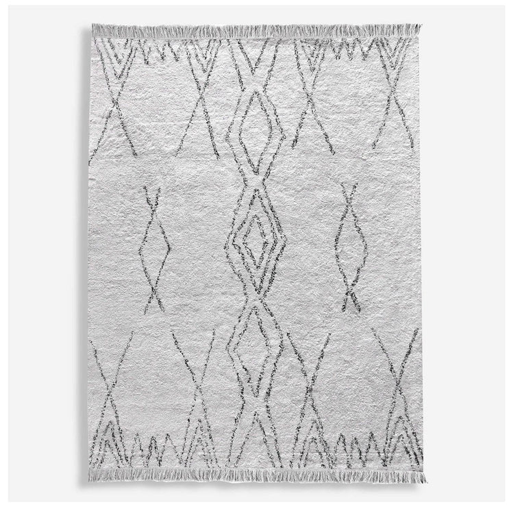 Uttermost Mesilla Table Tufted Ivory and Faded Charcoal Tribal Pattern Rug ~ 9' x 12'