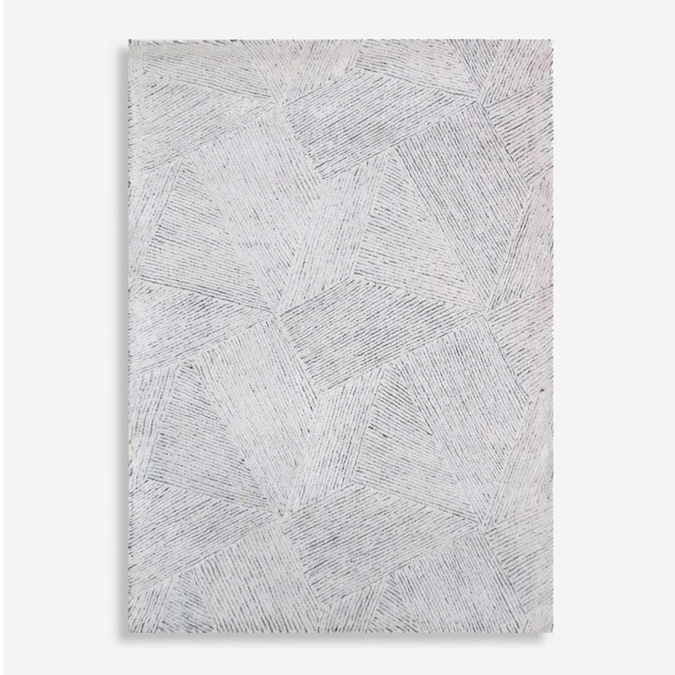 Uttermost Paonia Hand Tufted Ivory and Gray Wool Geometric Pattern Rug ~ 9' x 12'