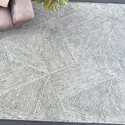 Uttermost Paonia Hand Tufted Ivory and Gray Wool Geometric Pattern Rug ~ 8' x 10'