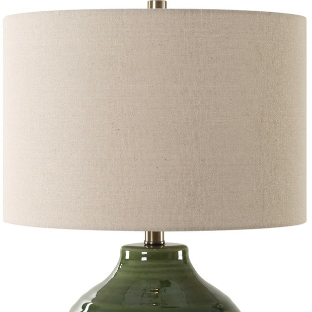 Casa Bella Living Textured Rich Moss Green Glazed Ceramic Lamp