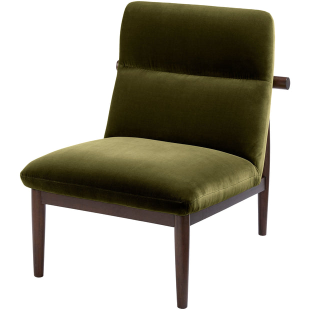 Surya Marsick Modern Olive Green Armless Accent Chair With Wood Legs