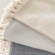 Anaya Home Beige Turkish Cotton Herringbone Throw With Tassels