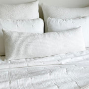 Anaya Home Cool Cotton White Waffle Weave Pillow 14x40 With Down Insert