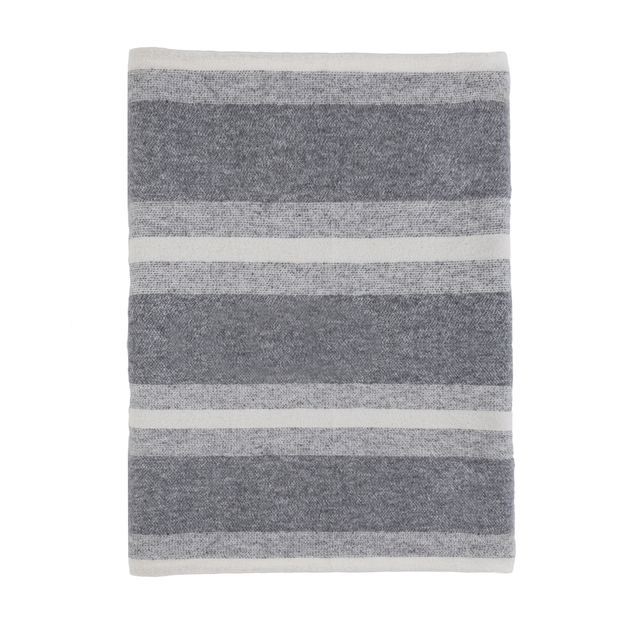 Pom Pom at Home Alpine Grey and Ivory Striped Blanket