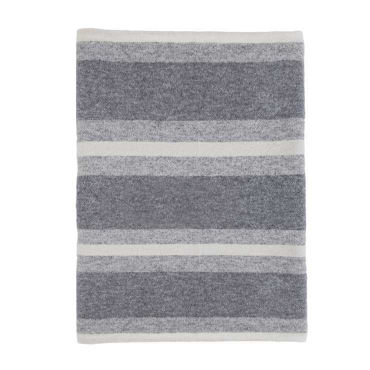 Pom Pom at Home Alpine Grey and Ivory Striped Blanket