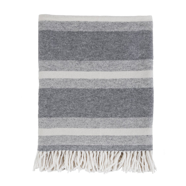 Pom Pom at Home Alpine Grey and Ivory Striped Blanket