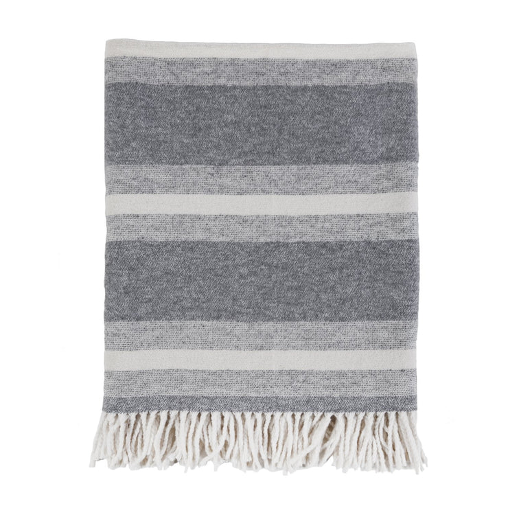 Pom Pom at Home Alpine Grey and Ivory Striped Blanket