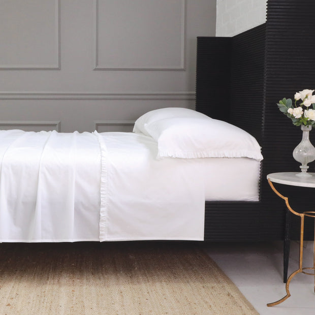 Pom Pom at Home Audrey White Ruffle Cotton Percale Sheet Set ~ Available in Twin, Queen and King Sizes