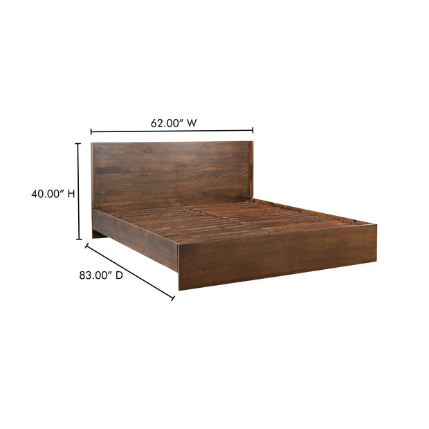 Moe's Home Collection Everett Dark Brown Mango Wood Queen Size Bed