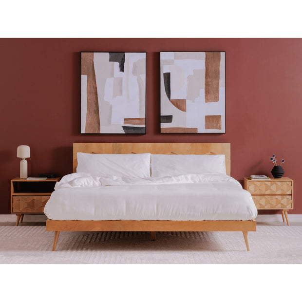 Moe's Home Collection O2 Natural Sheesham Wood Queen Size Bed