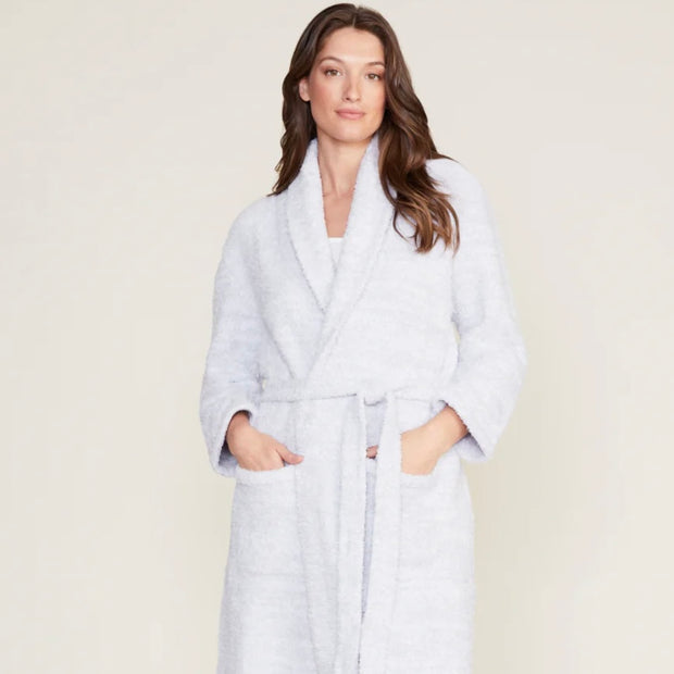 Barefoot Dreams CozyChic Heathered Ocean and White Robe ~ Size Small / Medium