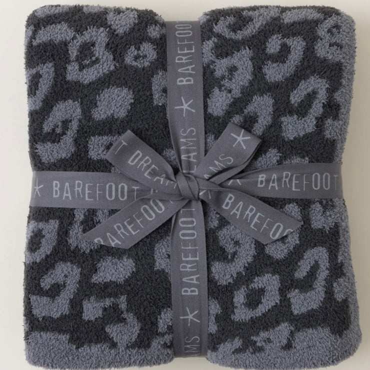 Barefoot Dreams CozyChic Barefoot in The Wild Leopard Graphite and Carbon Throw Blanket