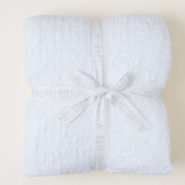 Barefoot Dreams CozyChic White Ribbed Throw Blanket