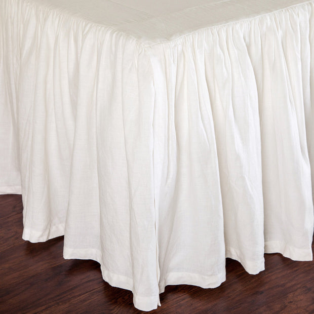 Pom Pom at Home Gathered Cream Linen Bedskirt ~ Available in Twin, Queen and King Sizes
