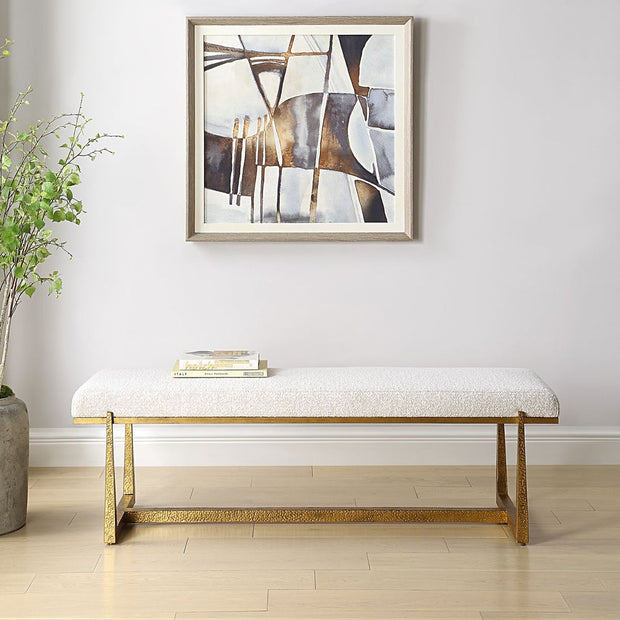 Uttermost Midas Bench With Textured Antique Gold Finish