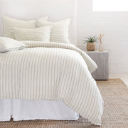 Pom Pom at Home Blake Cream & Grey Striped Linen Duvet Cover and Shams ~ Available in Queen and King Sizes