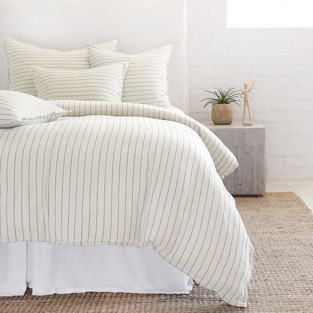 Pom Pom at Home Blake Cream & Grey Striped Linen Duvet Cover and Shams ~ Available in Queen and King Sizes