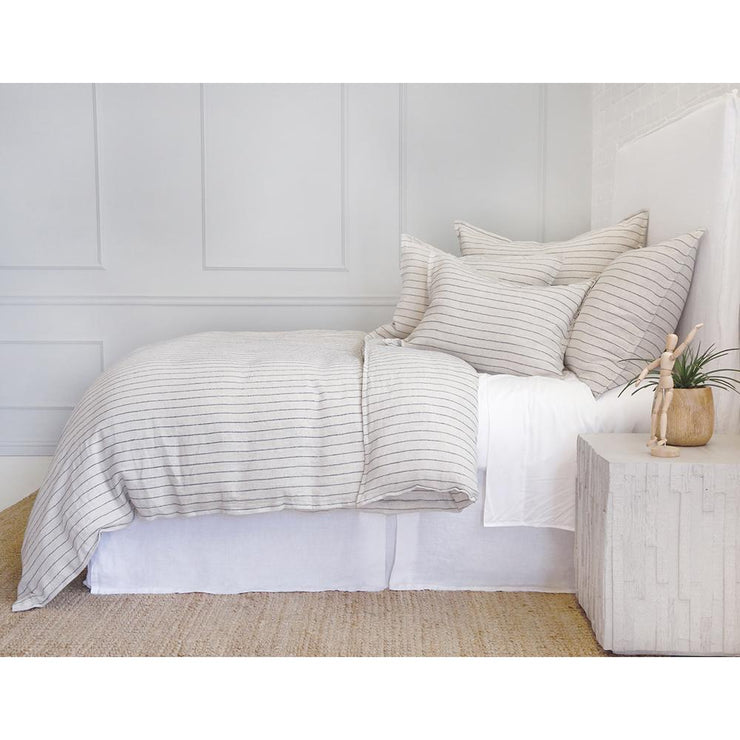 Pom Pom at Home Blake Flax & Midnight Linen Striped Duvet Cover and Shams ~ Available in Queen and King Sizes