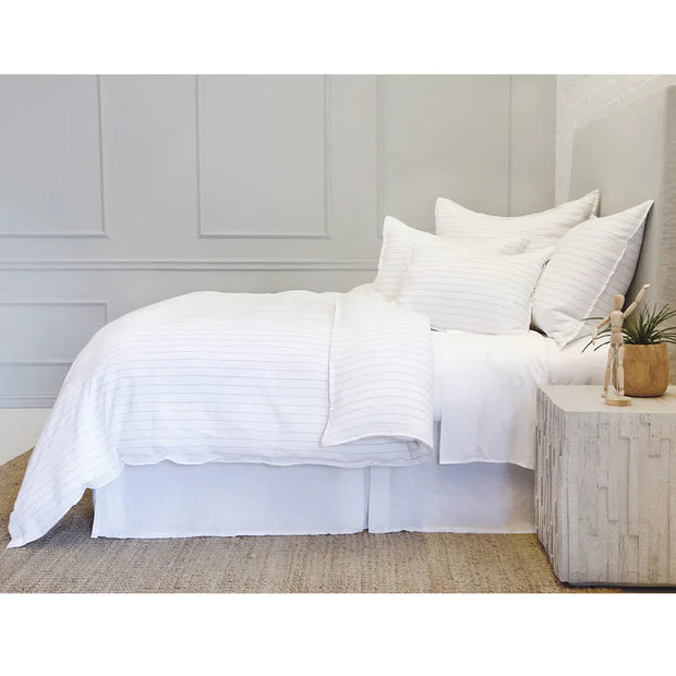 Pom Pom at Home Blake White & Ocean Striped Linen Duvet Cover and Shams ~ Available in Queen and King Sizes