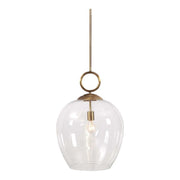 Uttermost Calix Extra Large Clear Blown Glass With Aged Brass Accents Pendant Light