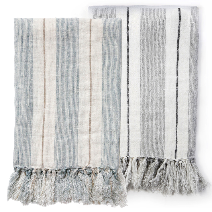 Pom Pom at Home Laguna Linen Striped Blanket ~ Available in 2 Colors