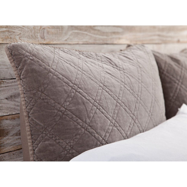 Pom Pom at Home Brussels Walnut Cotton Velvet Diamond Quilted Coverlet & Euro Shams ~ Available in Queen and King Sizes