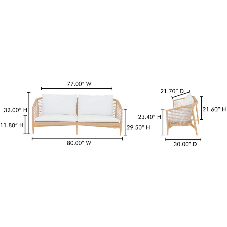 Moe's Home Collection Kuna White Outdoor Sofa