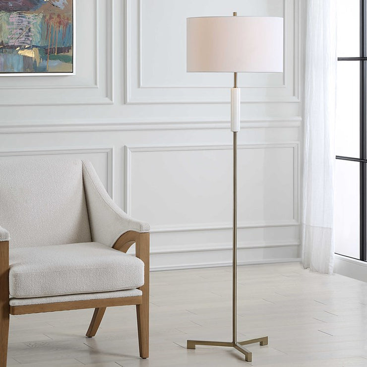 Casa Bella Living White Marble Antique Brass Floor Lamp